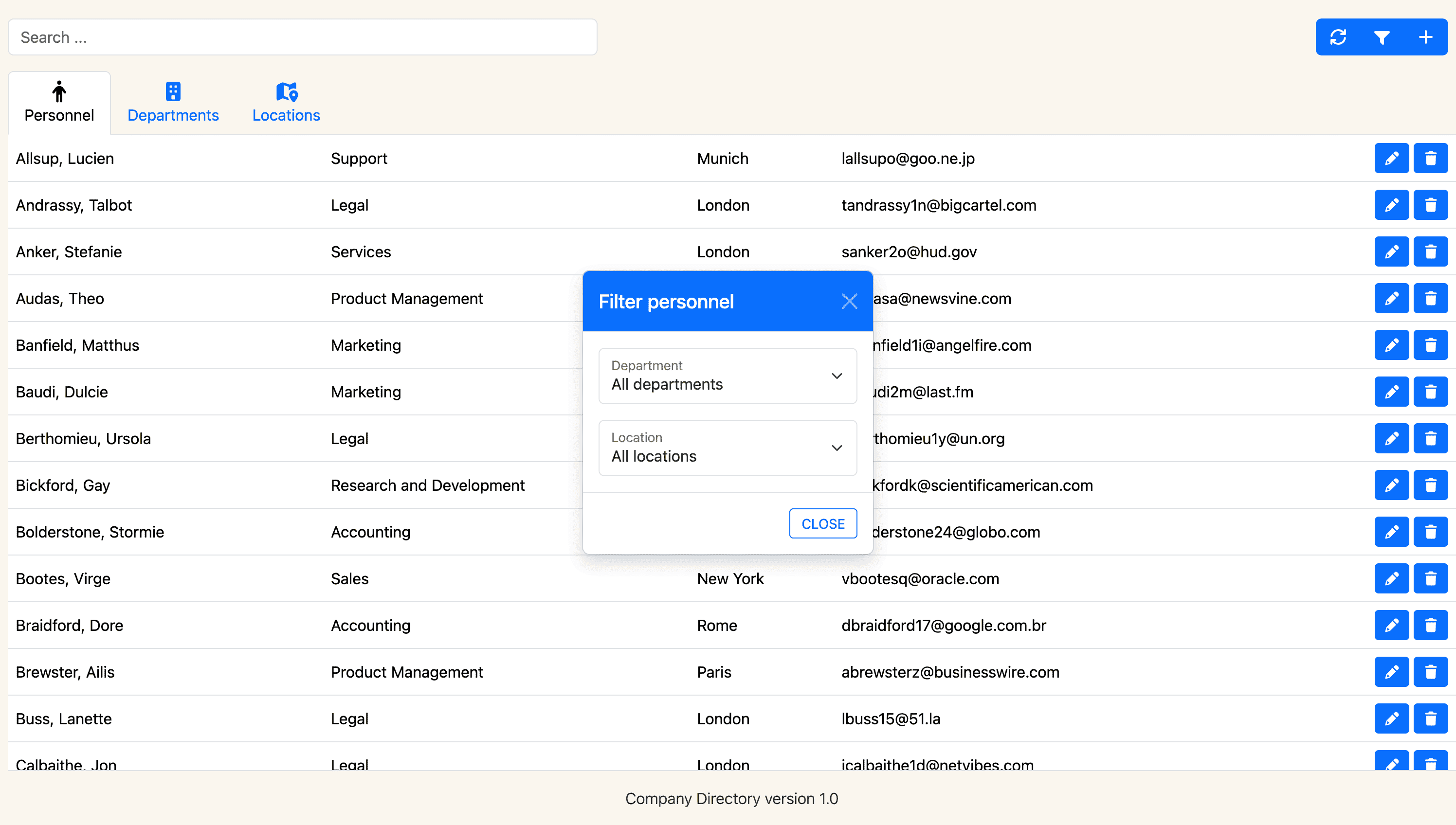 Company Directory Project